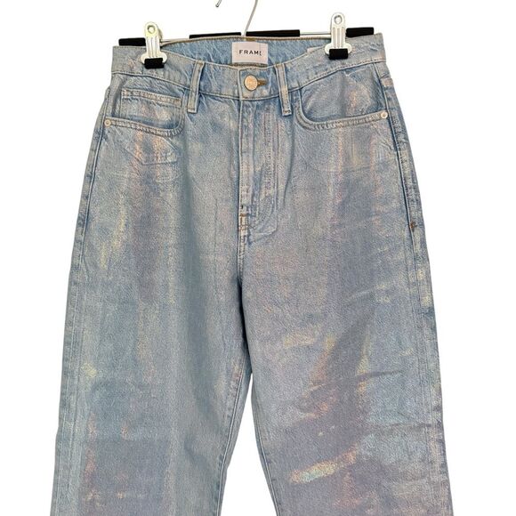 NWT Frame Women's Size 28 Le Jane Crop in Hologram crop jeans wide leg - Picture 10 of 11